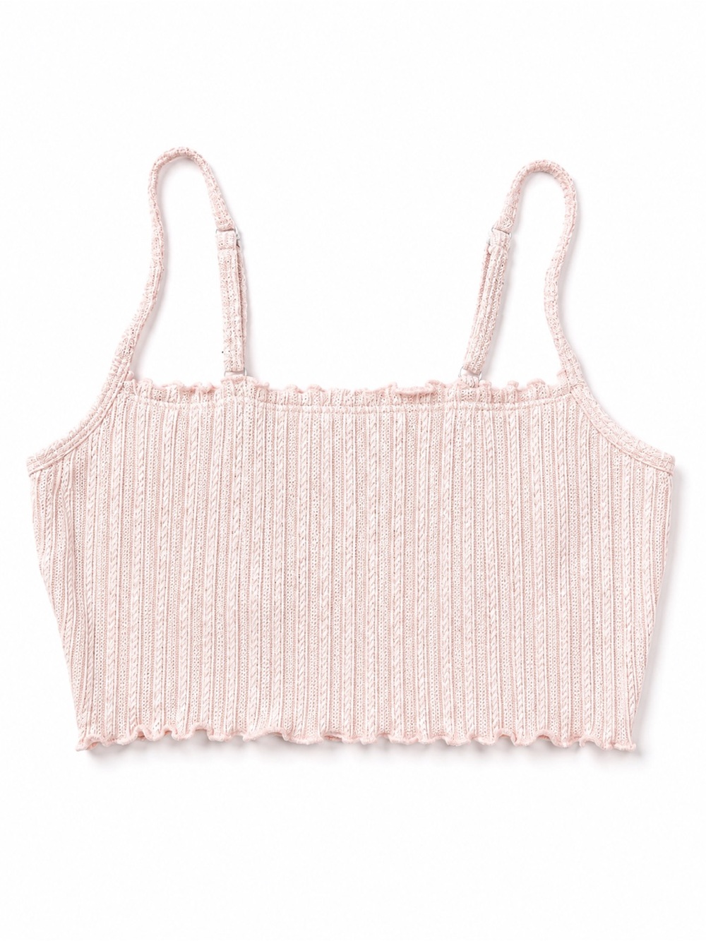 Gilly Hicks Ribbed Lettuce-Edge Crop Cami - Light Pink